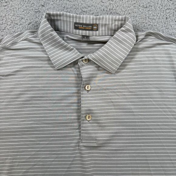 Peter Millar Shirt Men's L Grey Polo Short Sleeve Performance Summer Comfort - Picture 1 of 9